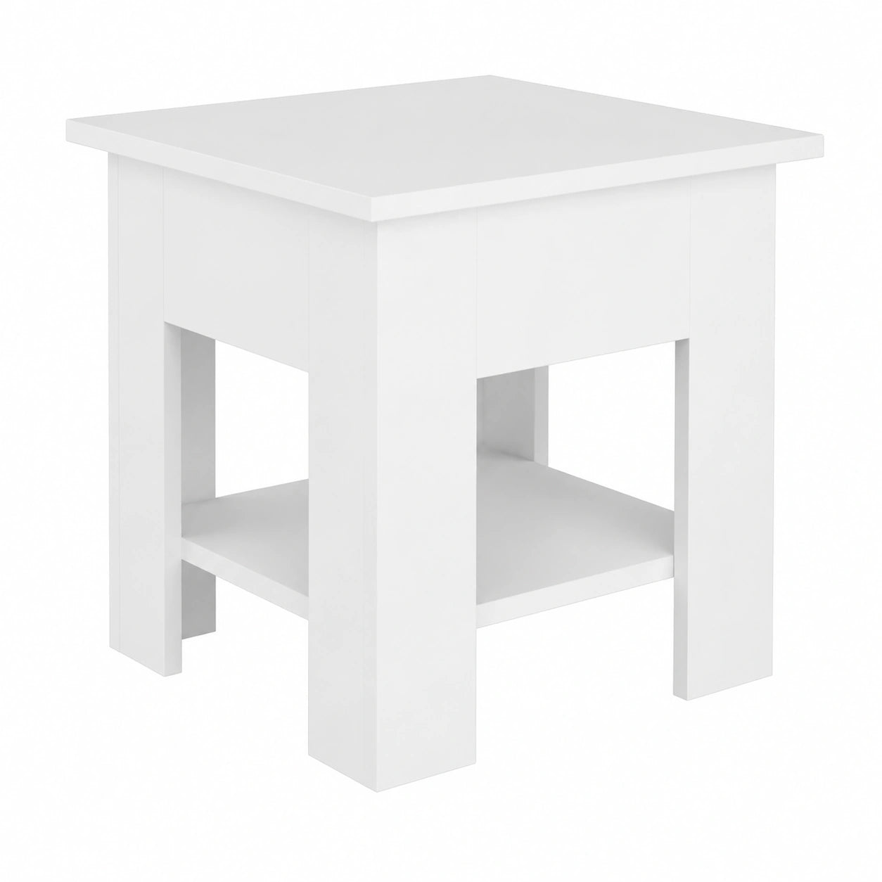 Mesa de Centro Blanca de Madera Contrachapada 40x40x42 cm para Sala de Estar