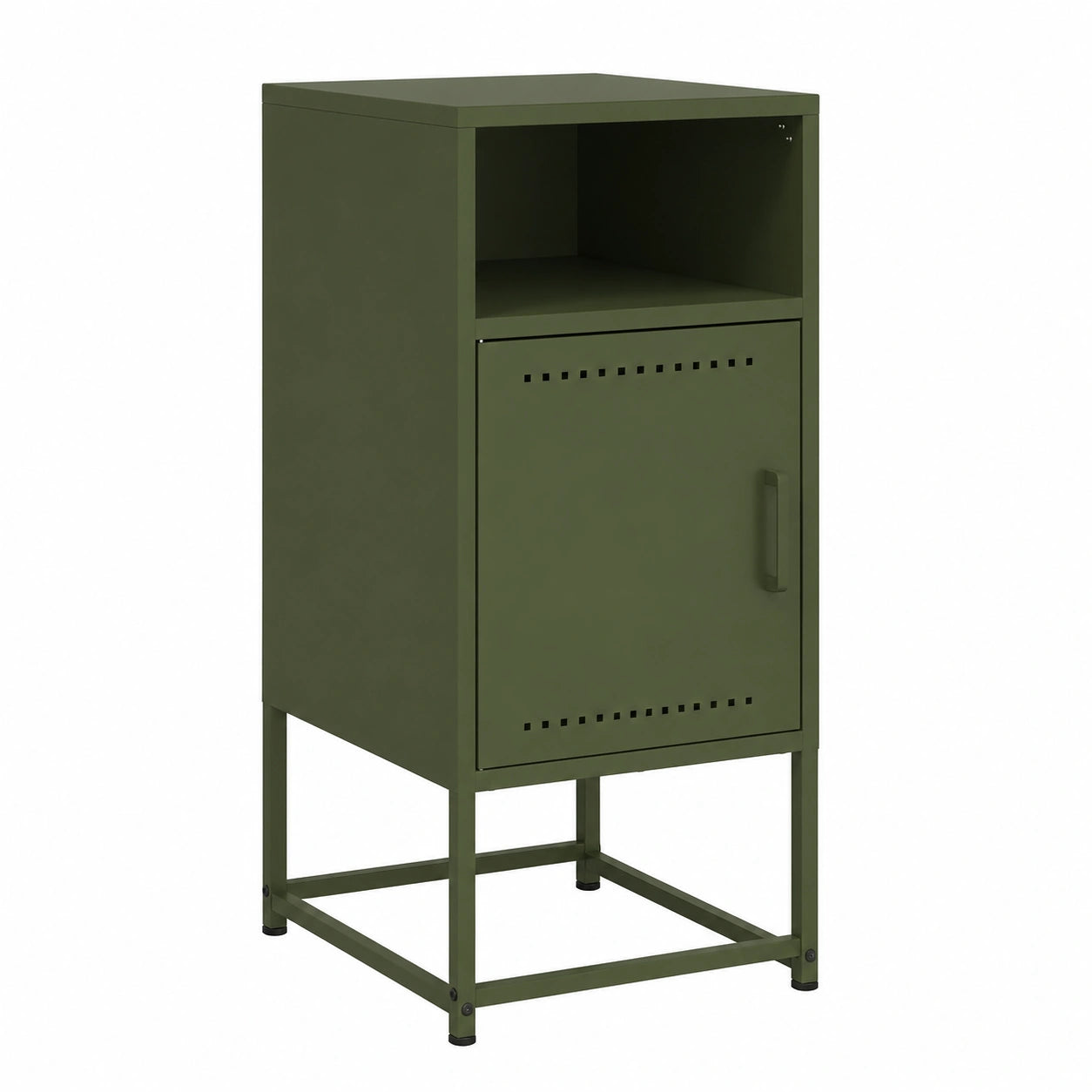 Mesita de Noche de Metal Verde Oliva 36x39x78 cm para Dormitorio