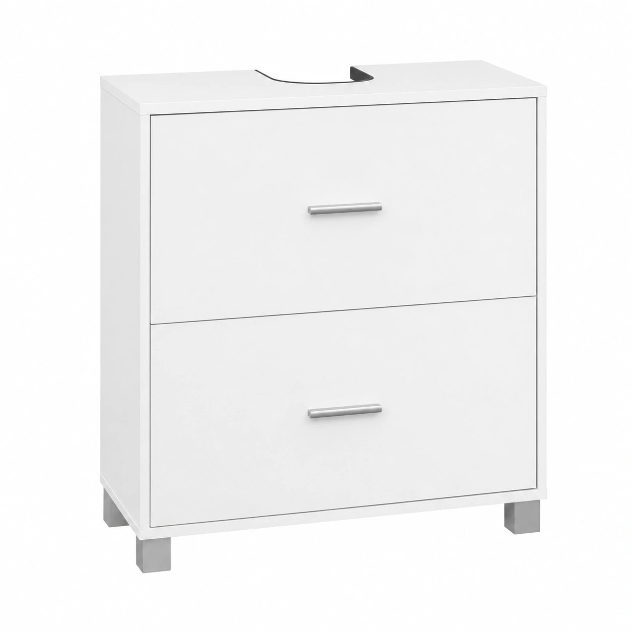 Armario de Baño Blanco con Cajones y Espacio para Sifón, 60x30x60 cm, Madera E1