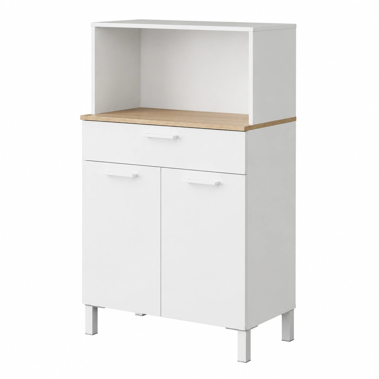 Armario de Cocina Colin con 2 Puertas y Cajón, Blanco y Roble