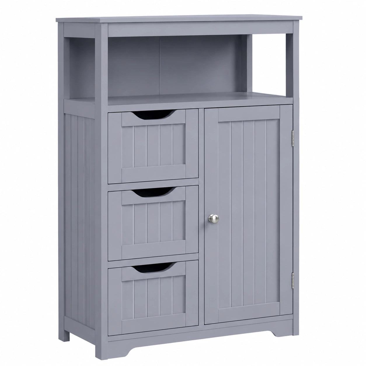 Armario de Madera para Baño con Cajón y Estante Ajustable, Mueble Multiusos Gris Claro