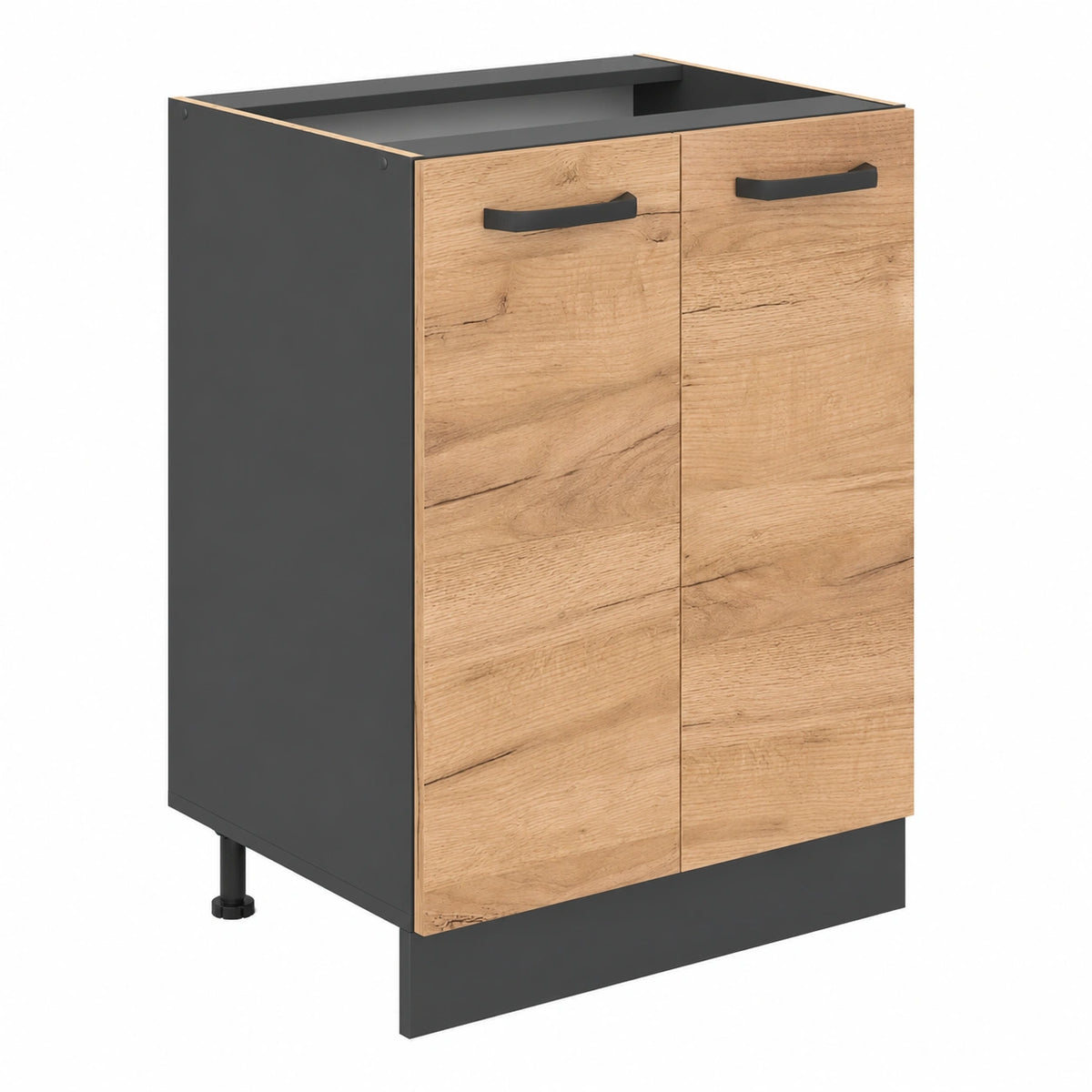 Gabinete de Cocina Vicco R-Line 60 cm, Roble Dorado y Antracita, sin Encimera