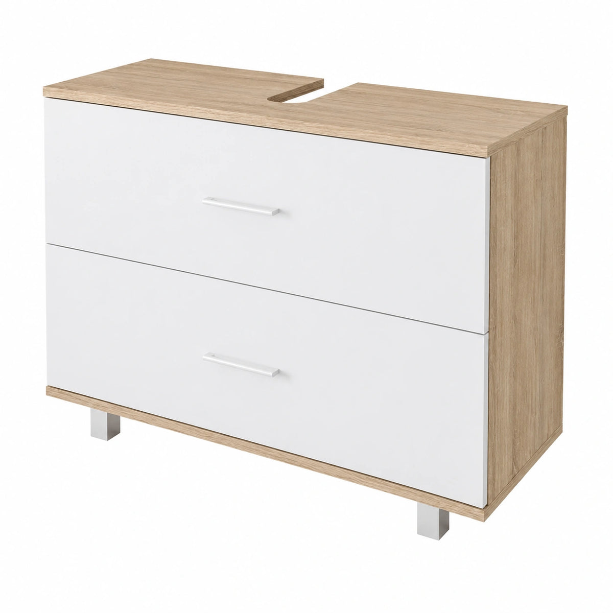 Mueble de baño blanco con sifón y ventilación, 80x60 cm