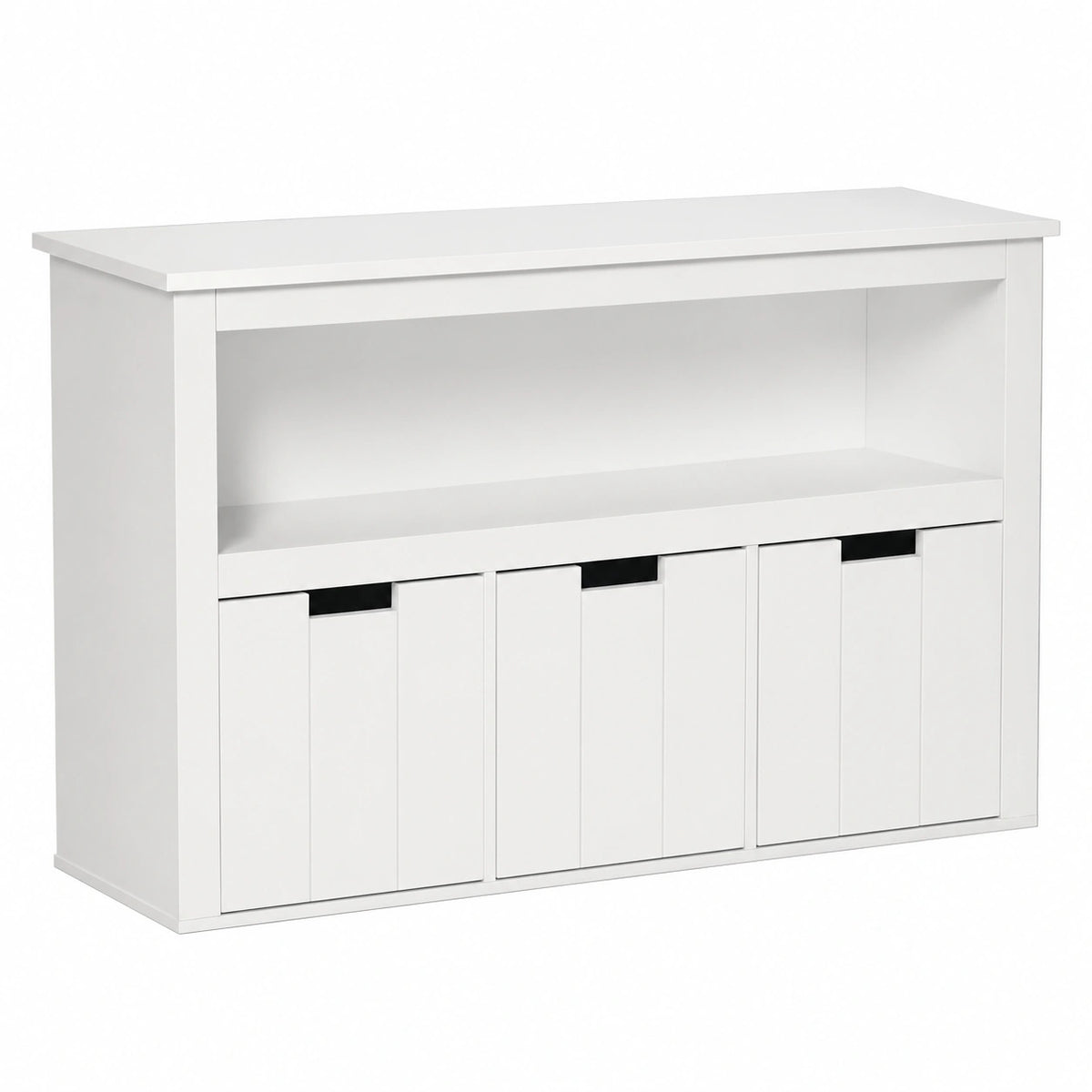 Mueble Auxiliar Blanco con 3 Cajones y Estantes Abiertos para Salón o Cocina, 102x33x61,5 cm
