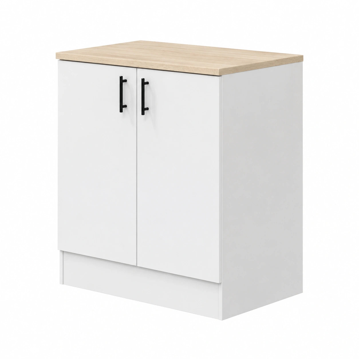 Armario Bajo para Fregadero, 2 Puertas, Blanco Brillo y Roble, 80x60x90 cm