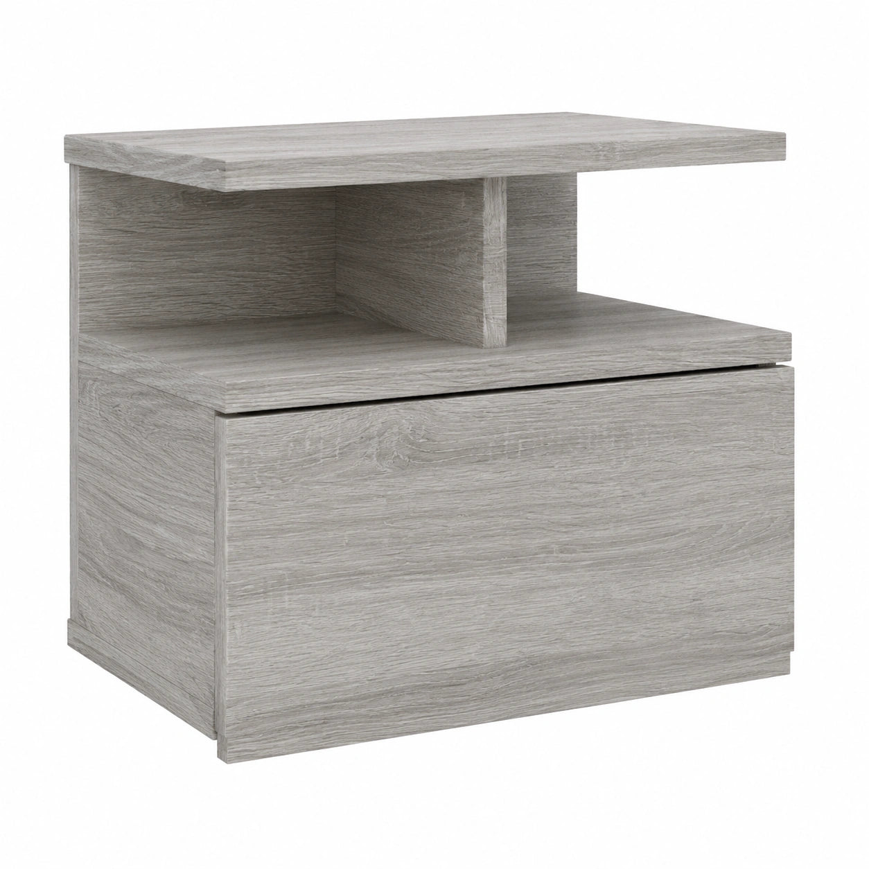 Juego de 2 Mesitas de Noche Flotantes con Cajón en Madera Gris Sonoma