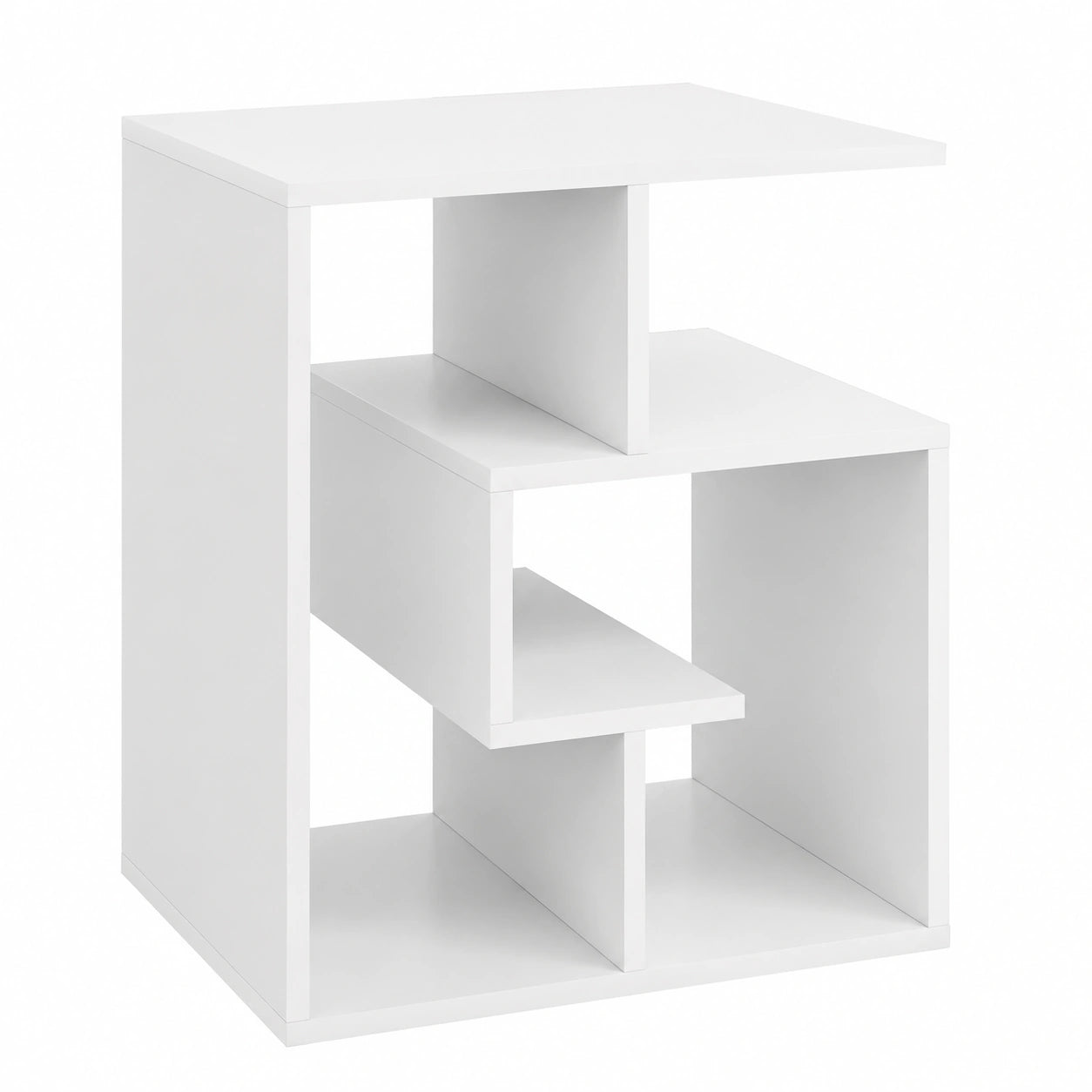HOMCOM Mesa Auxiliar Blanca con Estantes de Almacenamiento para Salón y Dormitorio, 45x40x55 cm