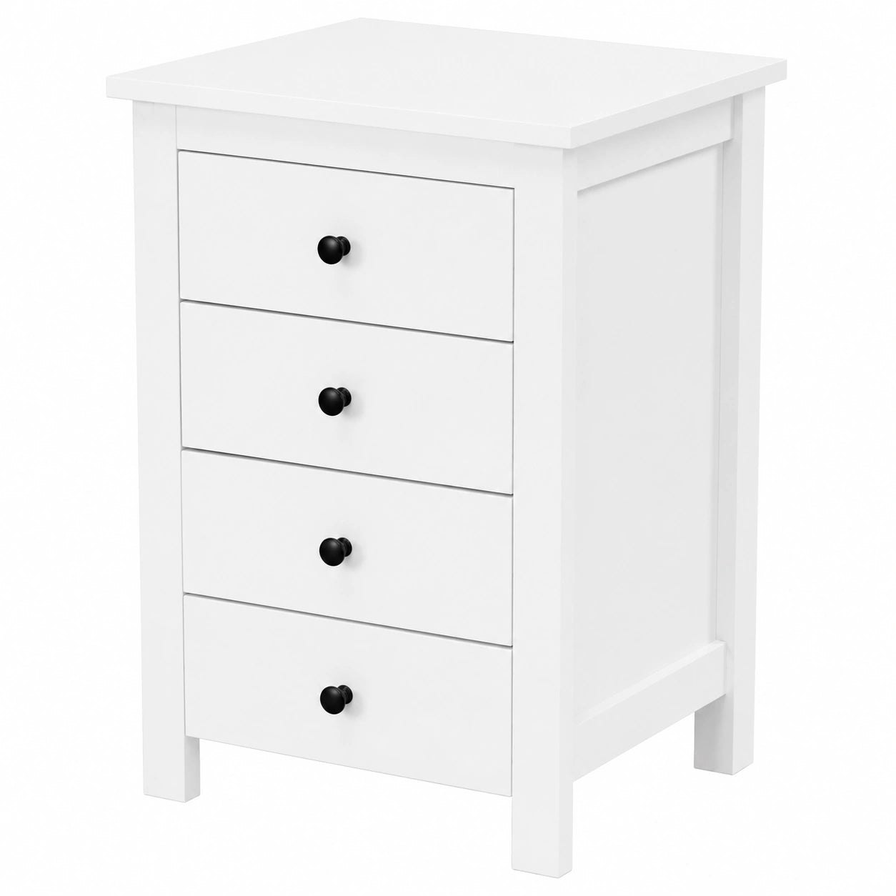 Mesita de Noche Moderna, 3 Cajones Amplios, Madera Resistente, 46x37x65 cm, Blanco