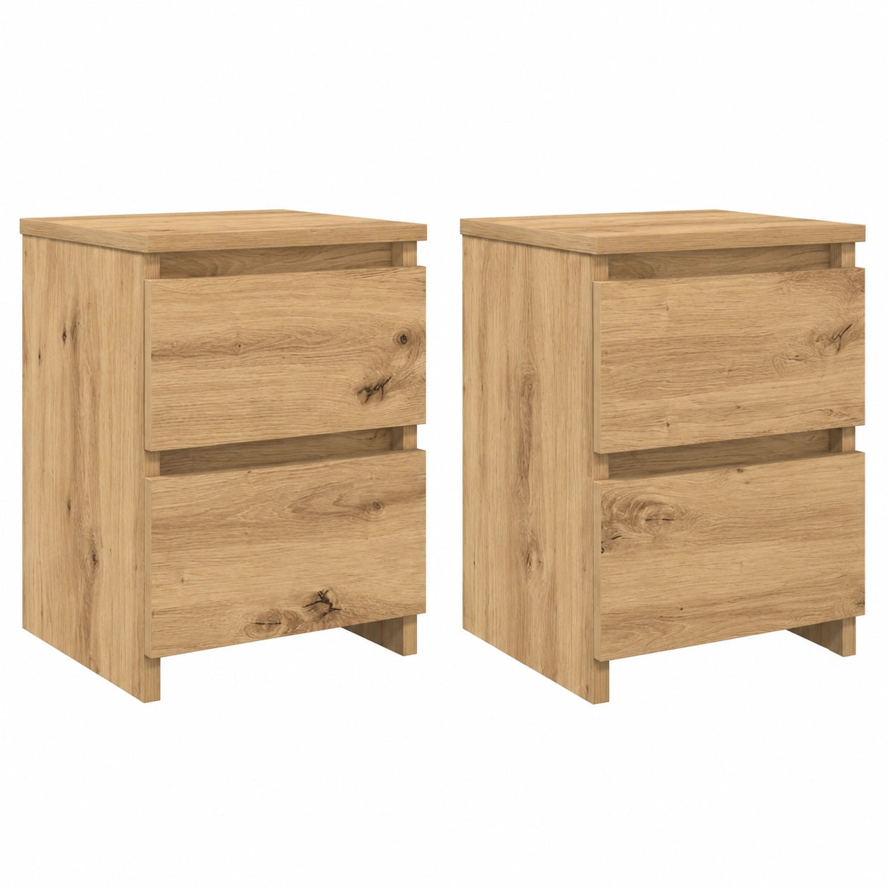 Conjunto de 2 Mesitas de Noche de Madera de Roble Artesanal 30x30x40 cm
