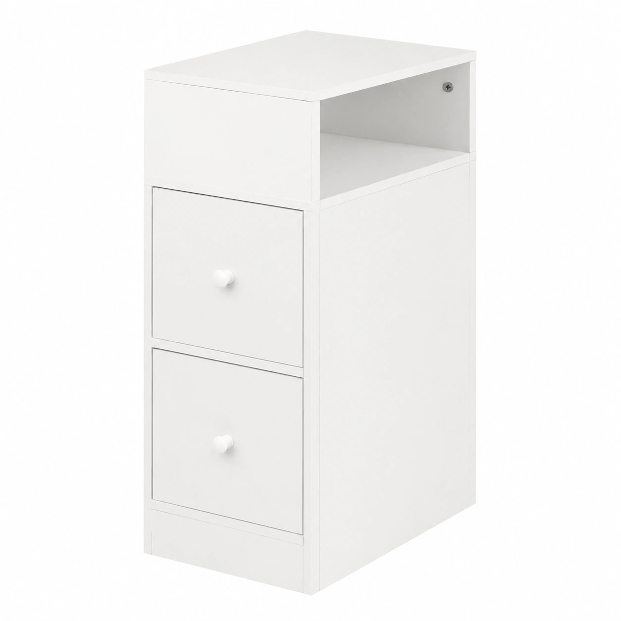Juego de 2 Mesitas de Noche con Cajones, 25x30x66 cm, Blanco Cálido para Dormitorio
