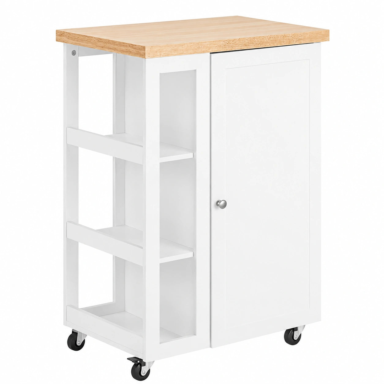 Carrito de Cocina Blanco con Ruedas y Encimera, 60x40x90 cm, Almacenamiento Práctico