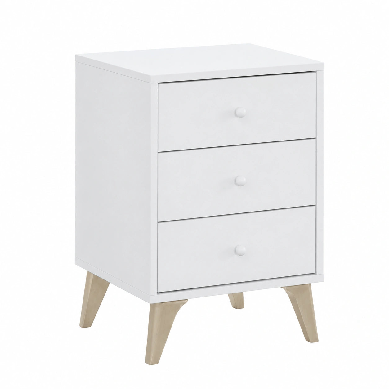 Mesita de Noche Iconic de 3 Cajones, Blanco Artik, 40x33,5x56 cm