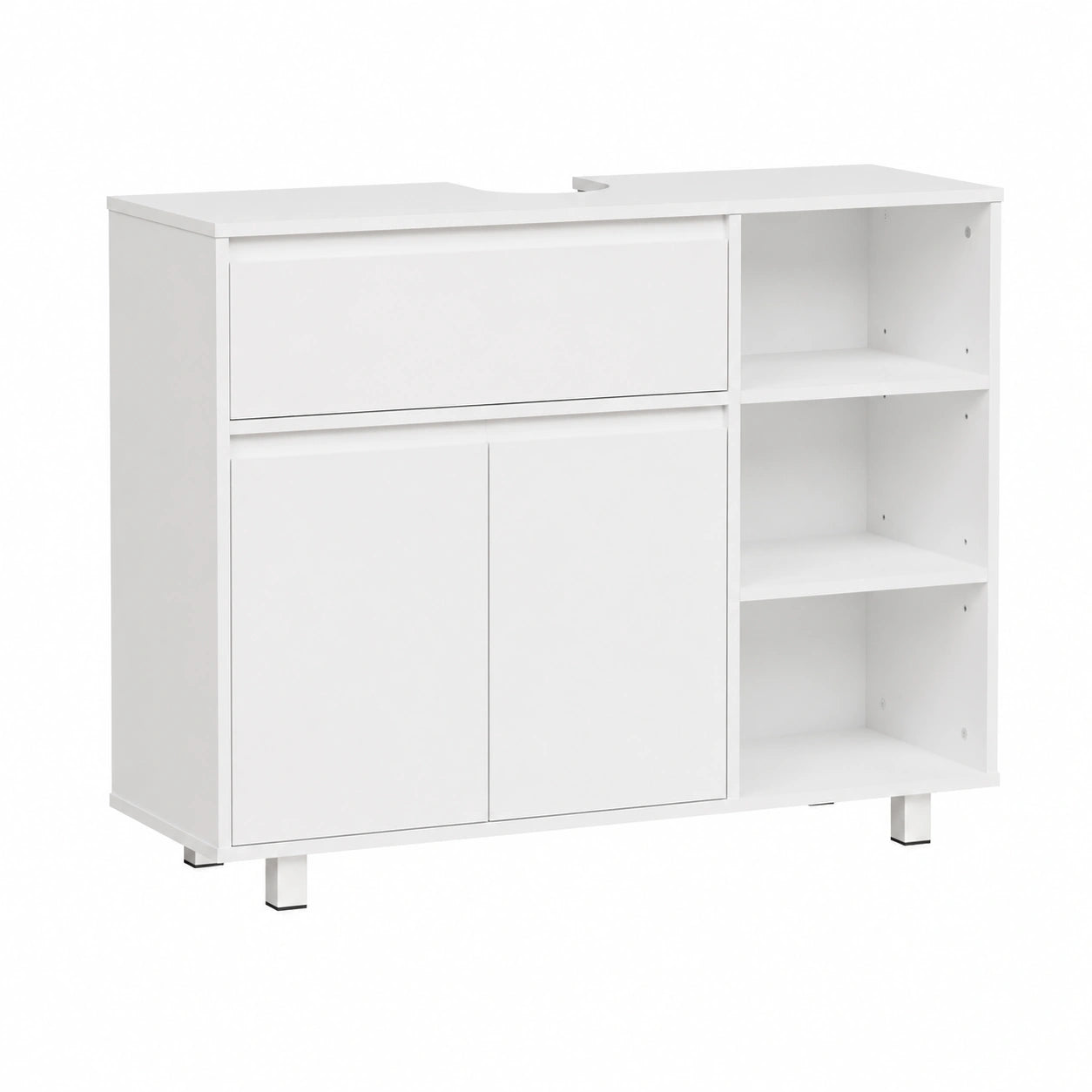 Armario de Baño Blanco con Estantes Ajustables y Almacenamiento Oculto, 30x90x64.5 cm
