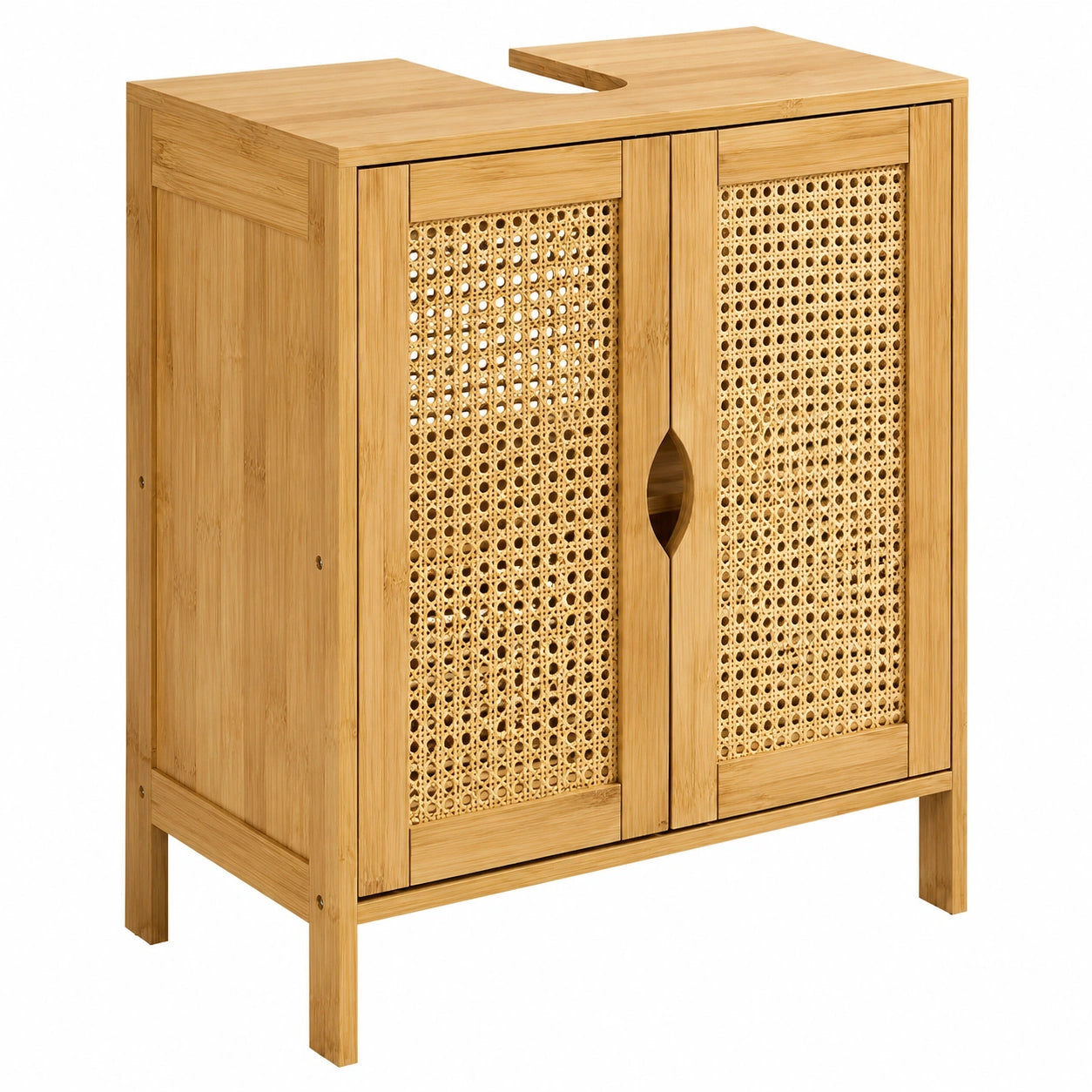 Armario Bajo Lavabo de Bambú Liora, 48x60 cm, Almacenamiento de Baño