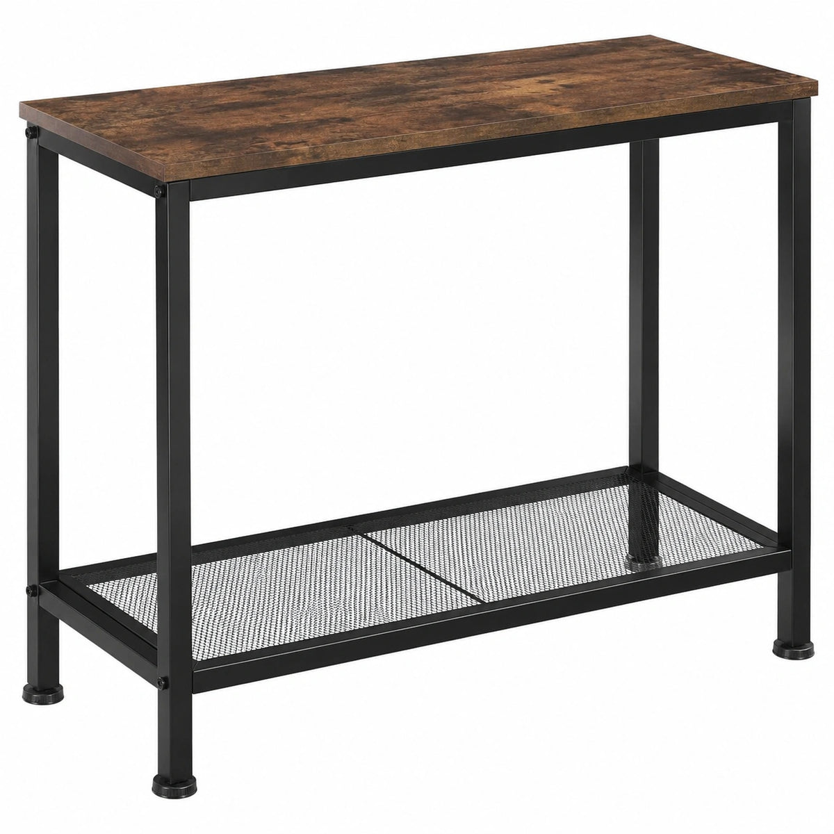 Mesa Auxiliar Industrial con Estante de Rejilla para Hogar - 60x30,5x60,5 cm