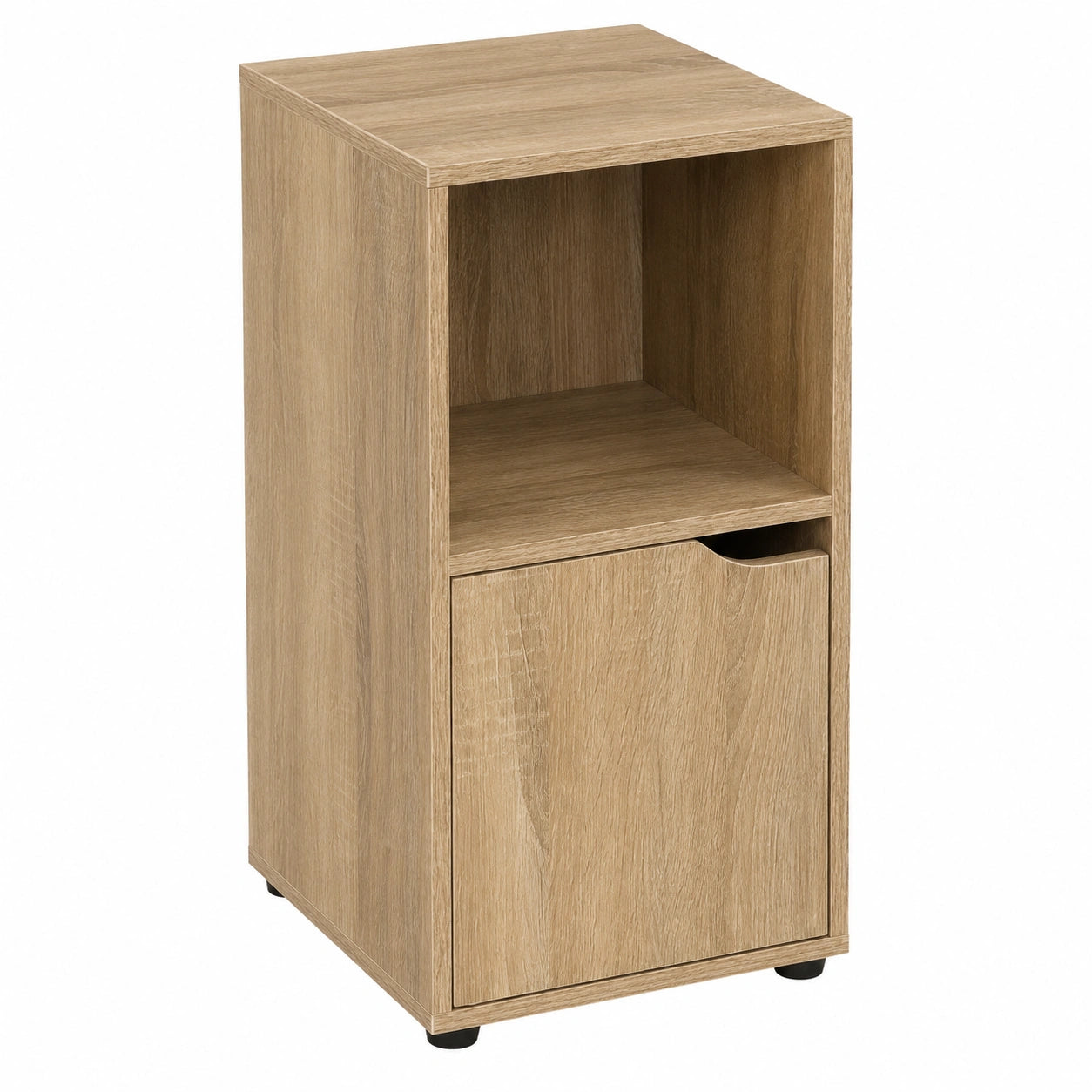 Mesitas de Noche Cubo de Madera con Puerta y Hueco Abierto, 60x30x29 cm